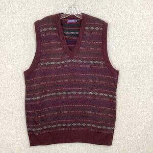 Vintage V-Neck Knit Sweater Vest Mens XLT Dad Grampa Cabincore Carmel Collection